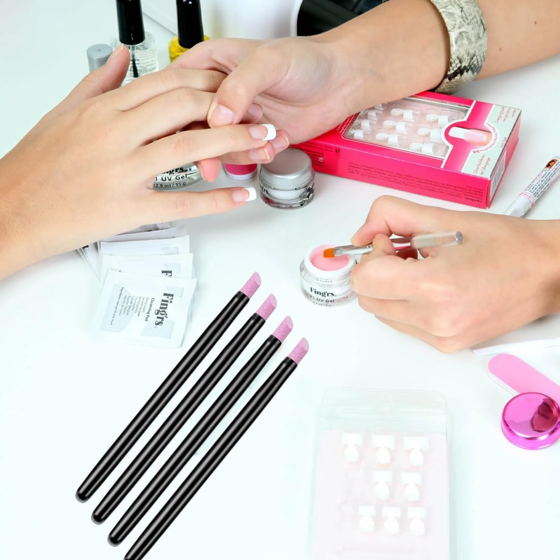 UEAVOID Pack of 10 Double Headed Cuticle File Stone, Quartz Pen, Nail File Stone, Quartz Stone Nail File, Cuticle Pusher, Nail Grinding Pen, Stone Nail File Pen, Nail Grinding Pens