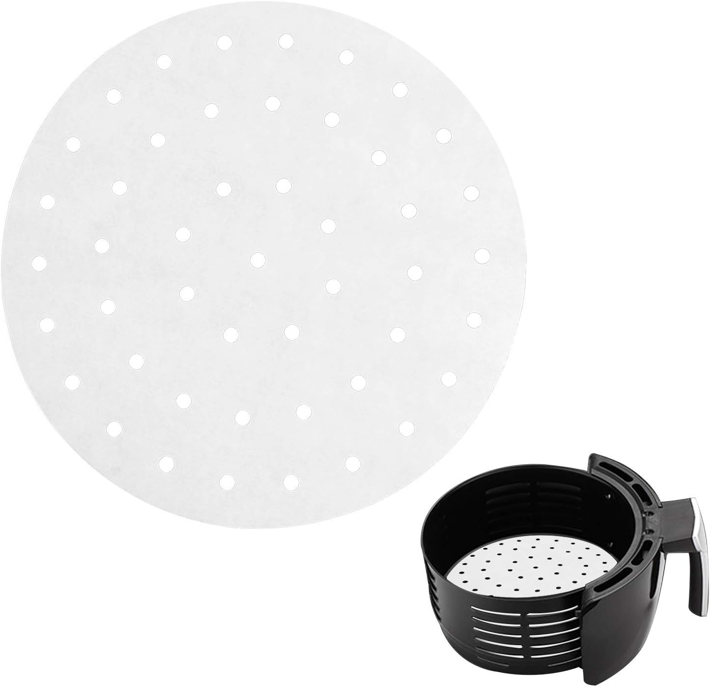 Janyun 200Pcs 9 Inch Air Fryer Parchment Paper Liners Bamboo Steamer Baking Sheets for Air Fryer Accessories (9 Inch) image number 5