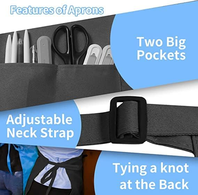 Apron for Men Women with Adjustable Straps and Large Pockets, Canvas Cotton Cooking Kitchen Chef Bib Aprons for Painting Pottery Ceramics Waterproof and Washable image number 5