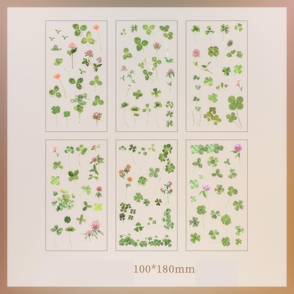 Scrapbooking Supplies Stickers (720Pcs /8Pack), Vintage Transparent Decorative Pretty Retro Floral Stickers Set, Nature Themes Stickers, for Scrapbooking Journaling DIY image number 5