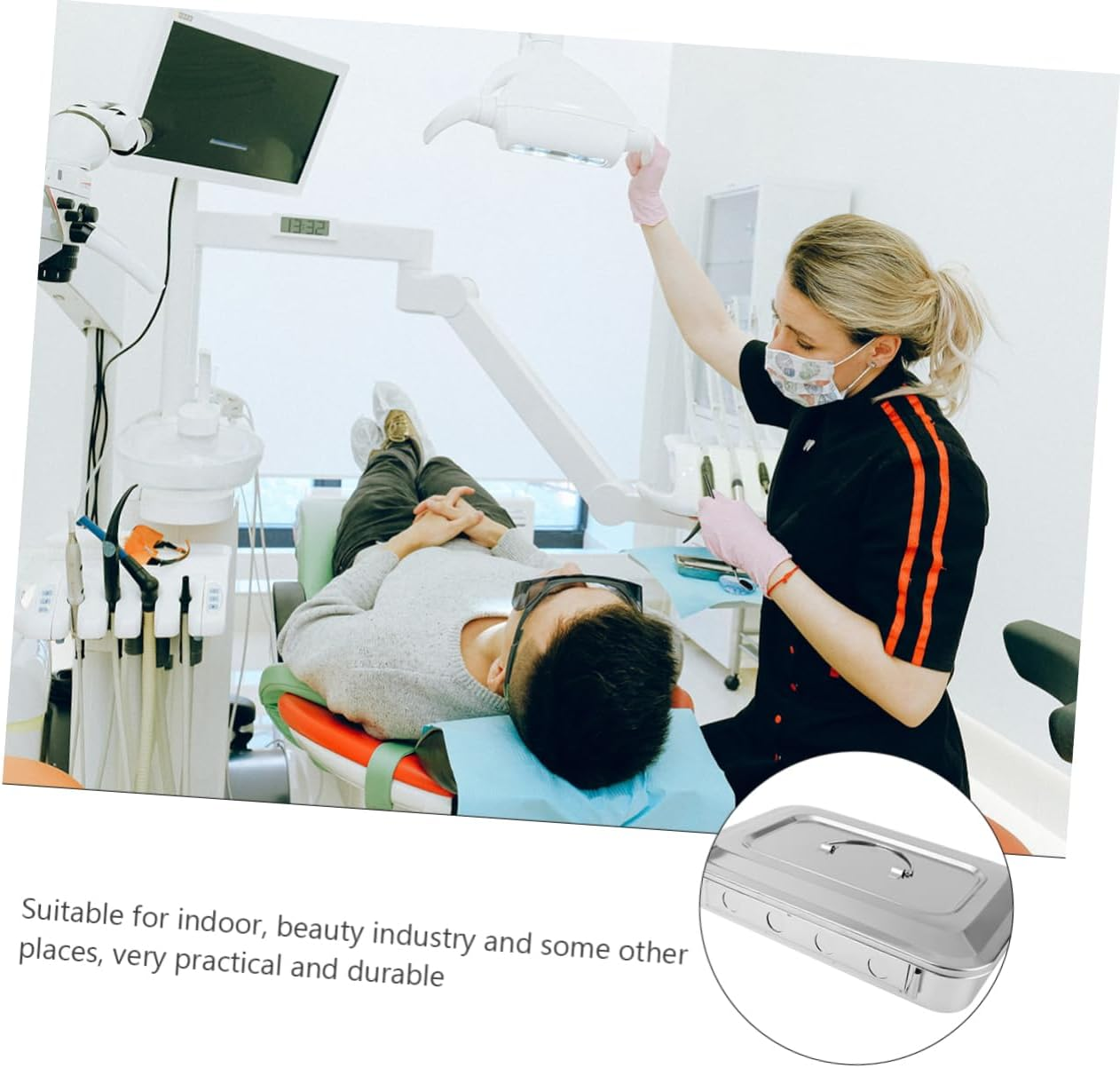 BIUDECO Stainless Steel Temperature Thermometer Disinfection Tray Soaking Box for Safe Sterilization and Convenient Use image number 2