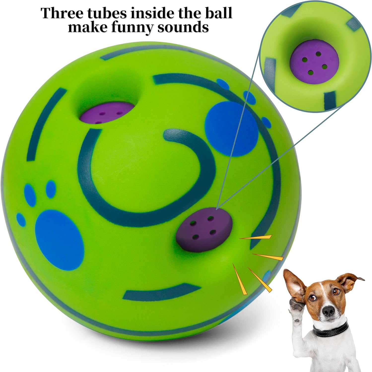Yifugad Interactive Giggle Ball for Dog Squeaky Toy Keep Your Dog Happy All Day, Ball Toys for Large, Medium and Small Pet Cat Relieve Anxiety and Boredom