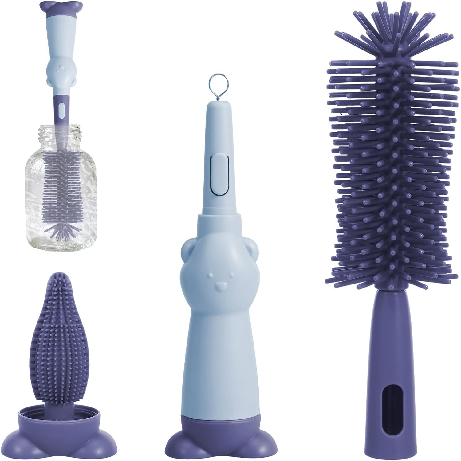 3 in 1 Baby Bottle Brush Set Reusable 3 Brushes to Clean Baby Bottles Nipples and Straws Ideal for Home and Travel Use (Green)