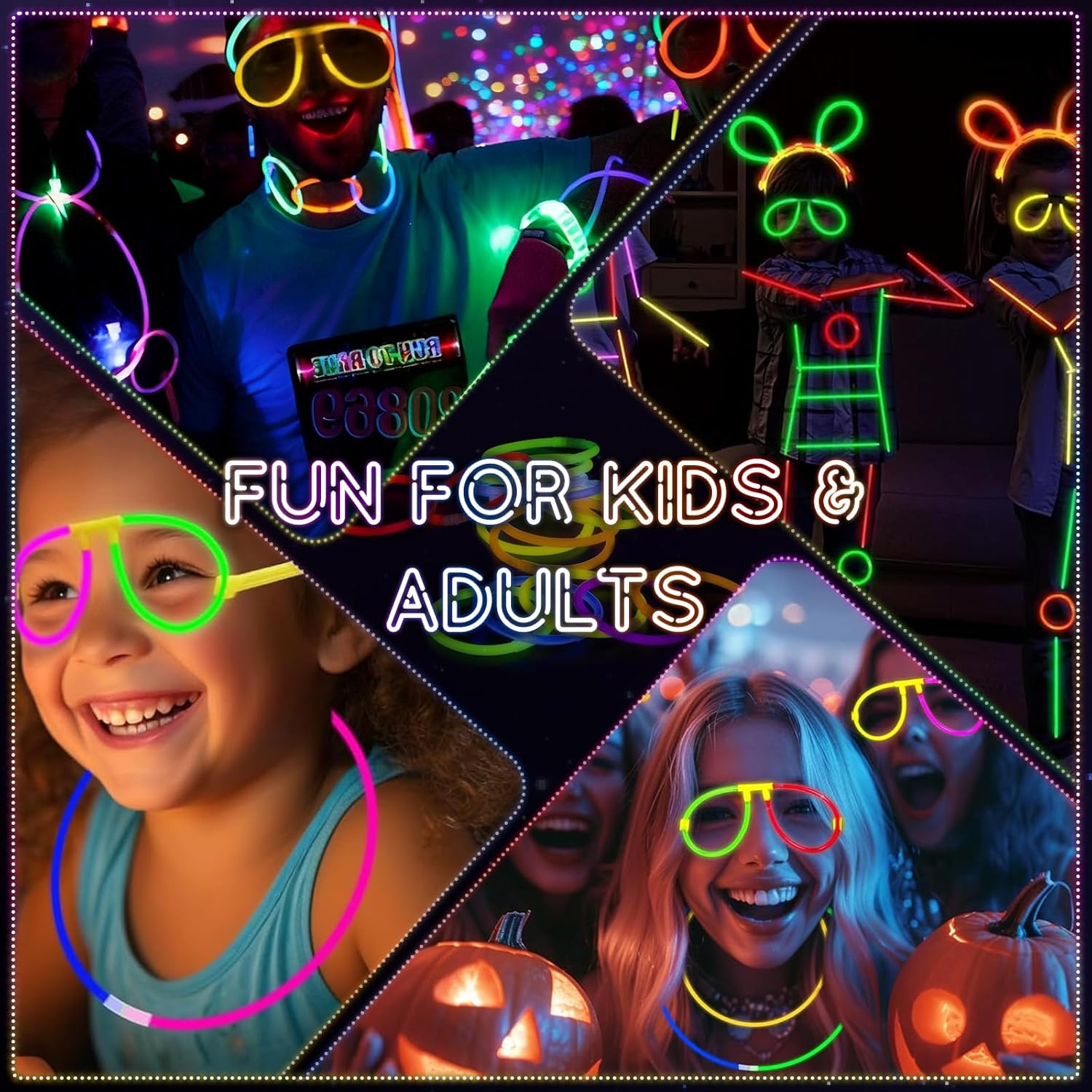 Wukon Glow Sticks Set 606 PCS - 8" Ultra Bright Bulk Glow in the Dark Party Supplies with Connectors for Bracelets, Necklaces, Glasses & Headbands, Glow Stick Party Favors for Kids & Adults Festivals image number 6