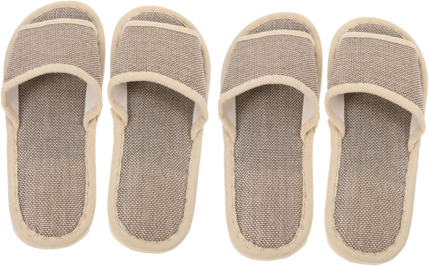 Ipetboom 2 Pairs of 29Cm Anti-Slip Eva Slippers for Home and Hotel Beige Cotton Linen Slippers Suitable for Size 40-43 Comfortable Indoor and Outdoor Footwear image number 2