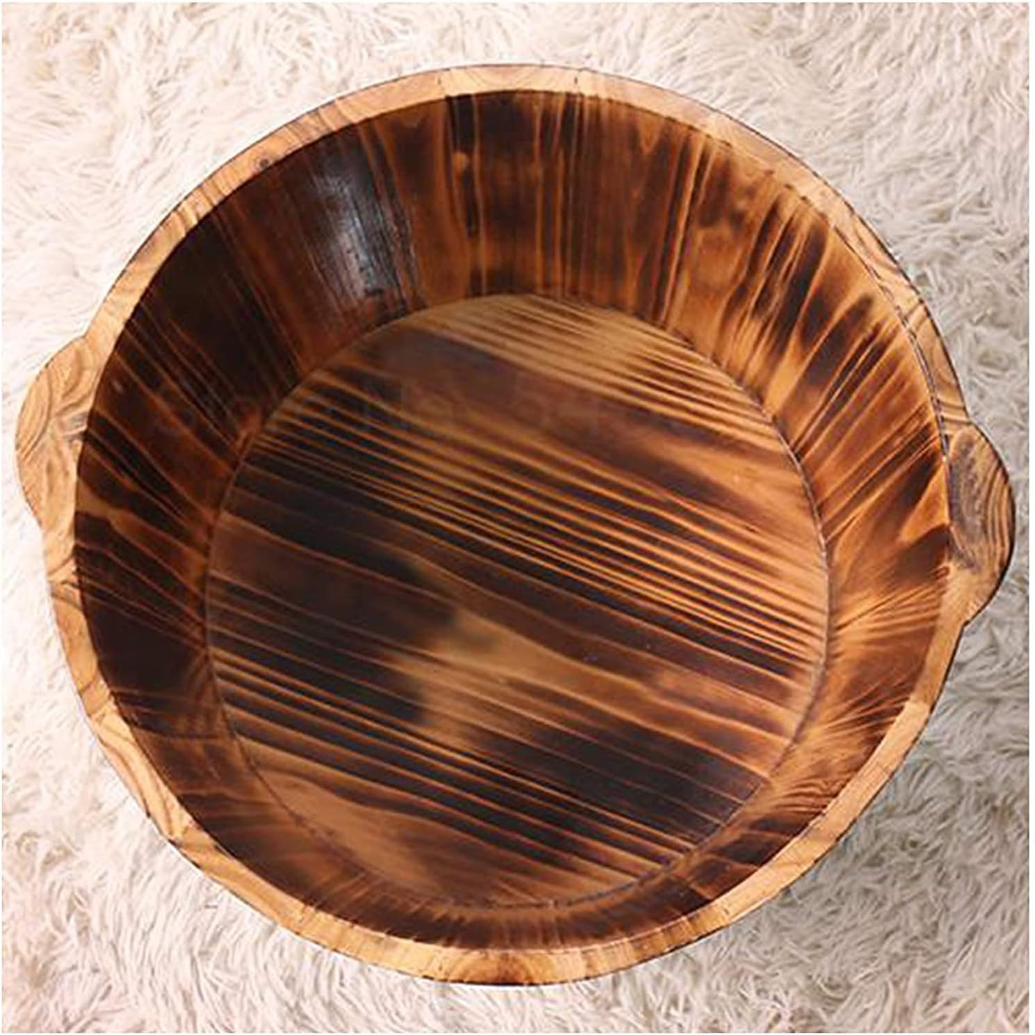 Wood Foot Bath Bucket Wooden Foot Basin Household Foot Bath Tub Wood Pedicure Barrels Foot Basin 24Cm High Footbath Bucket Spa Massage Improve Sleep Middle- Aged and Elderly Health Care Gift (Color: image number 3
