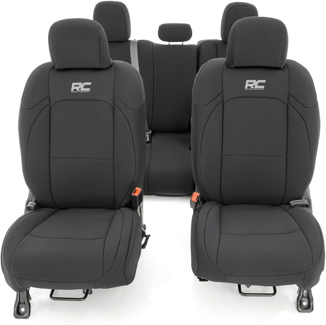 Rough Country Neoprene Seat Covers for Jeep Gladiator JT (2020-2024) - Neoprene Waterproof Seat Covers, Foam Padded Wrangler Seat Covers Full Set - Front & Rear Seat Covers