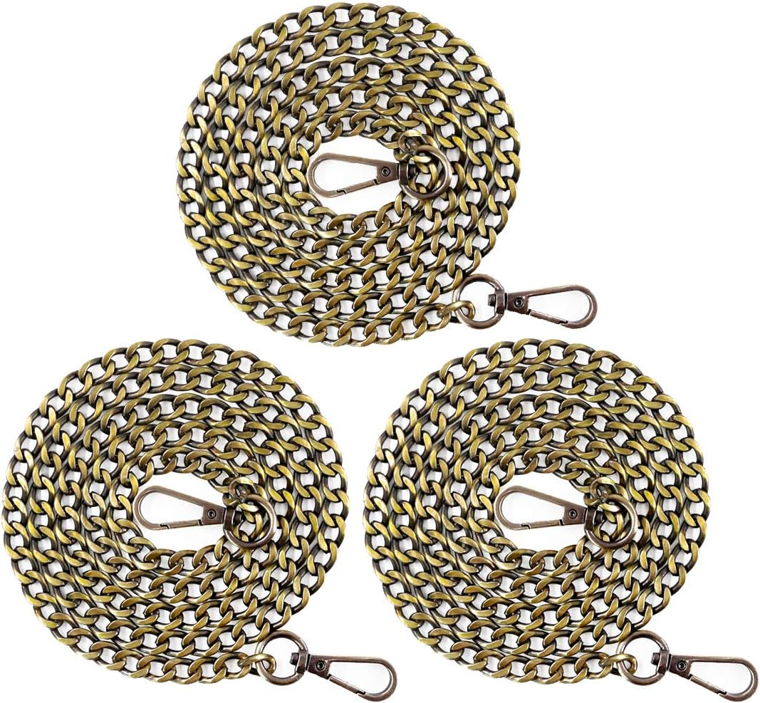 Swpeet 3Pcs Purse Chain Strap Slim Wide 7Mm for Comfortable Flat Metal Strap