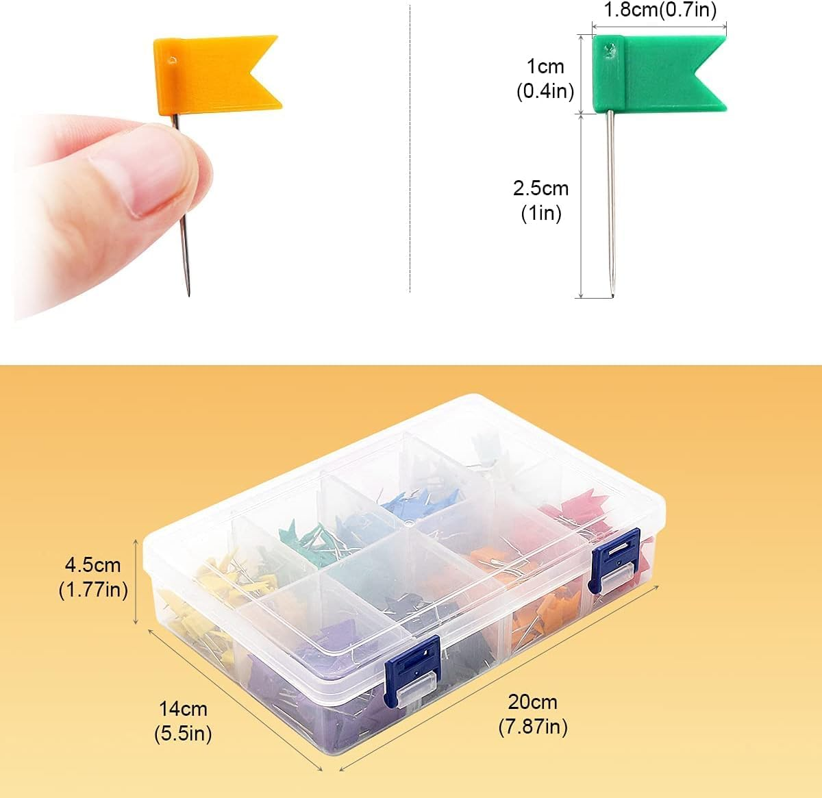 LABUBU Colored Flag Map Push Pins - 400 Pack Multicolored Decorative Travel Map Tacks Plastic Head with Steel Point for Cork Bulletin Board, Picture Hanging at Home Office School (8 Assorted Colors) image number 3