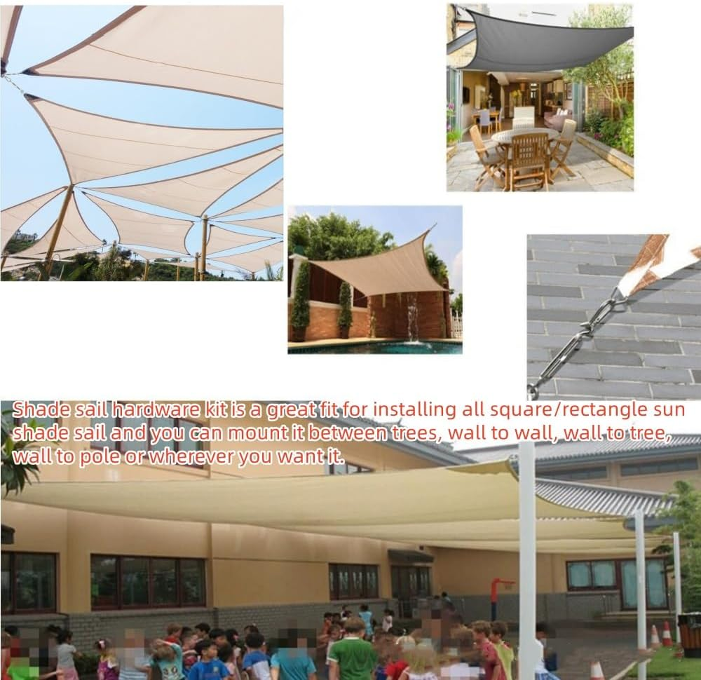 44Pcs Sun Shade Sail Hardware Kit for Triangle Square Rectangle Sun Shade Sails Installation, M6 Stainless Steel Sun Shade Sail Kit for Garden Lawn Patio, Anti-Rust image number 2