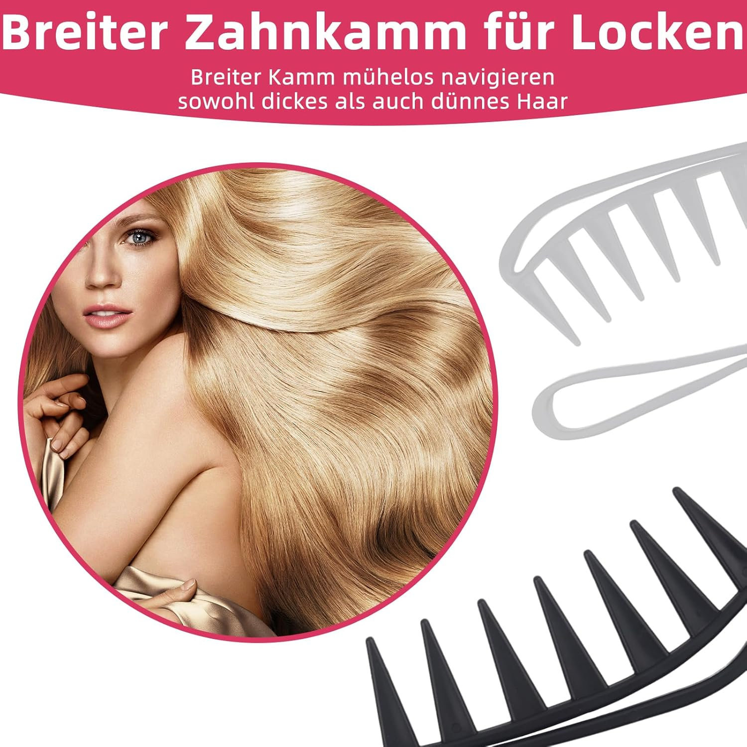 4 Pieces Wide Tooth Comb for Curls, Large Curl Comb for Knotted, Wavy, Thick, Thin Hair, Large Tooth Comb for Women and Men, Extra Wide Curl Comb for Brushing Curls, Black image number 5