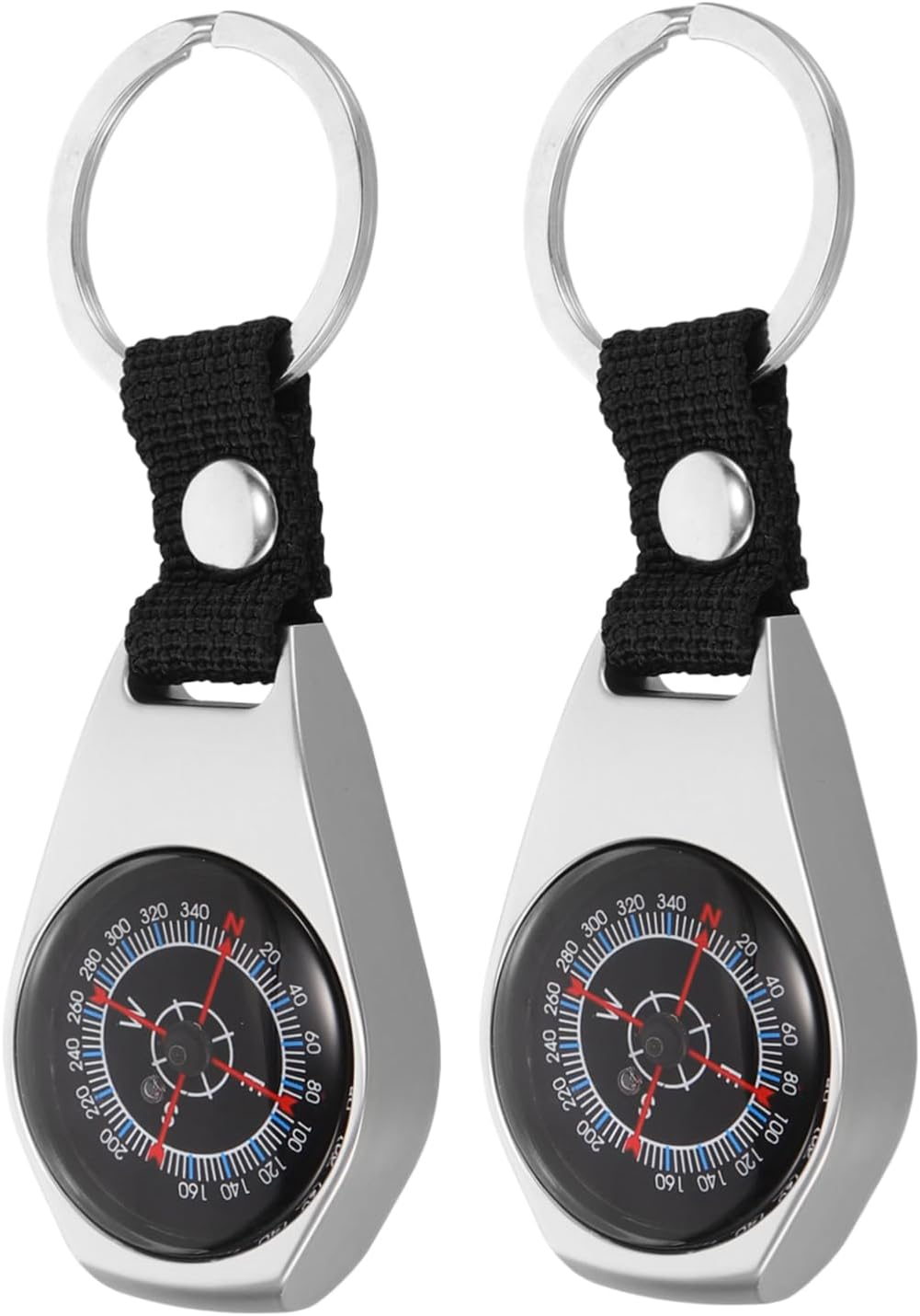 Abaodam 2Pcs Compass Keychain Outdoor Accessory for Hiking Survival Compass Ring for Keychains image number 3
