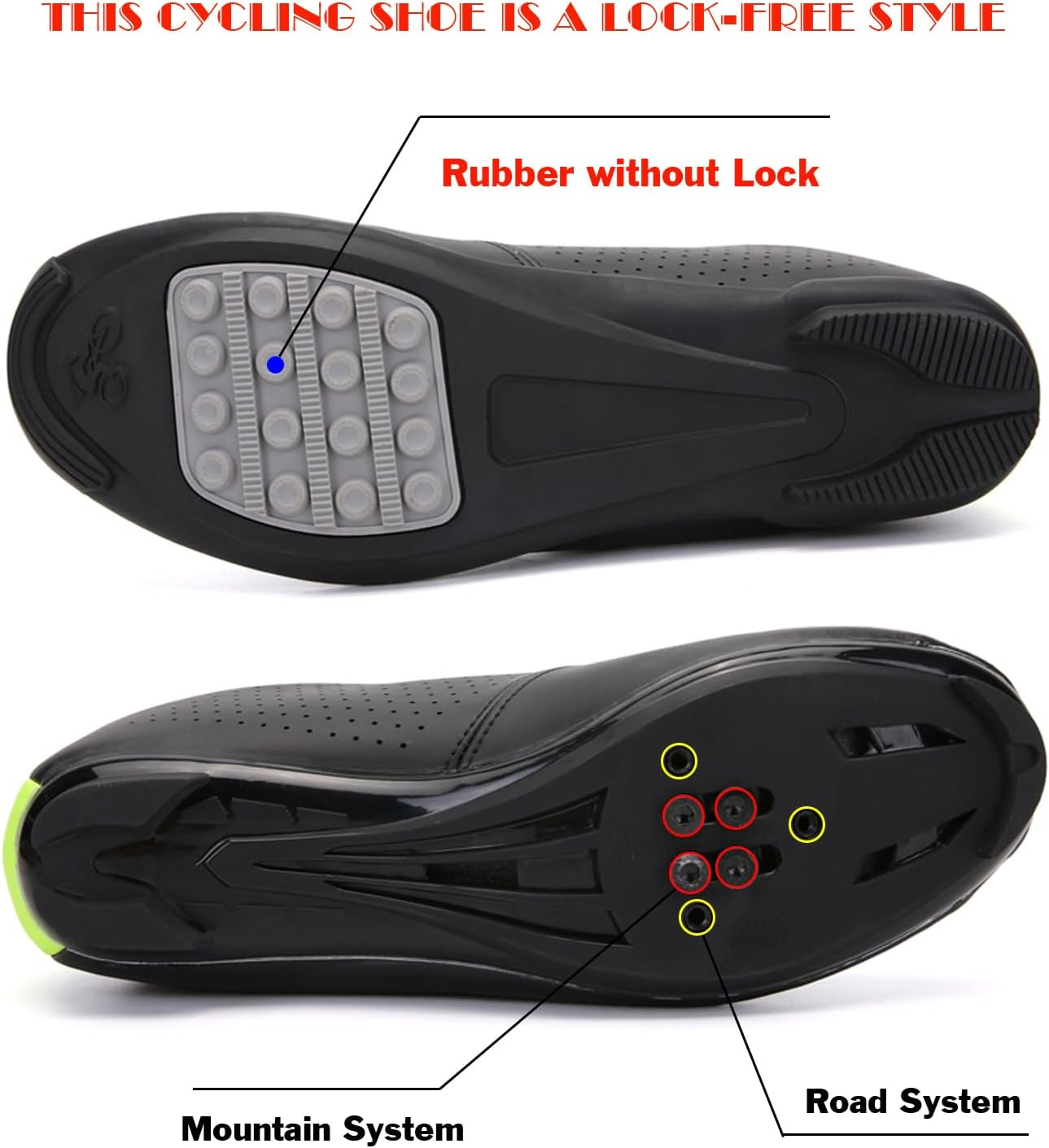 Lzqpearl Fahrradschuhe Herren, Rennrad Und Mountainbike Schuhe Mit Gummisohle, Atmungsaktive, Rutschfeste No-Lock Fahrradschuhe Mit Schnell Rotierendem Schn&uuml;rsenkelsystem image number 4