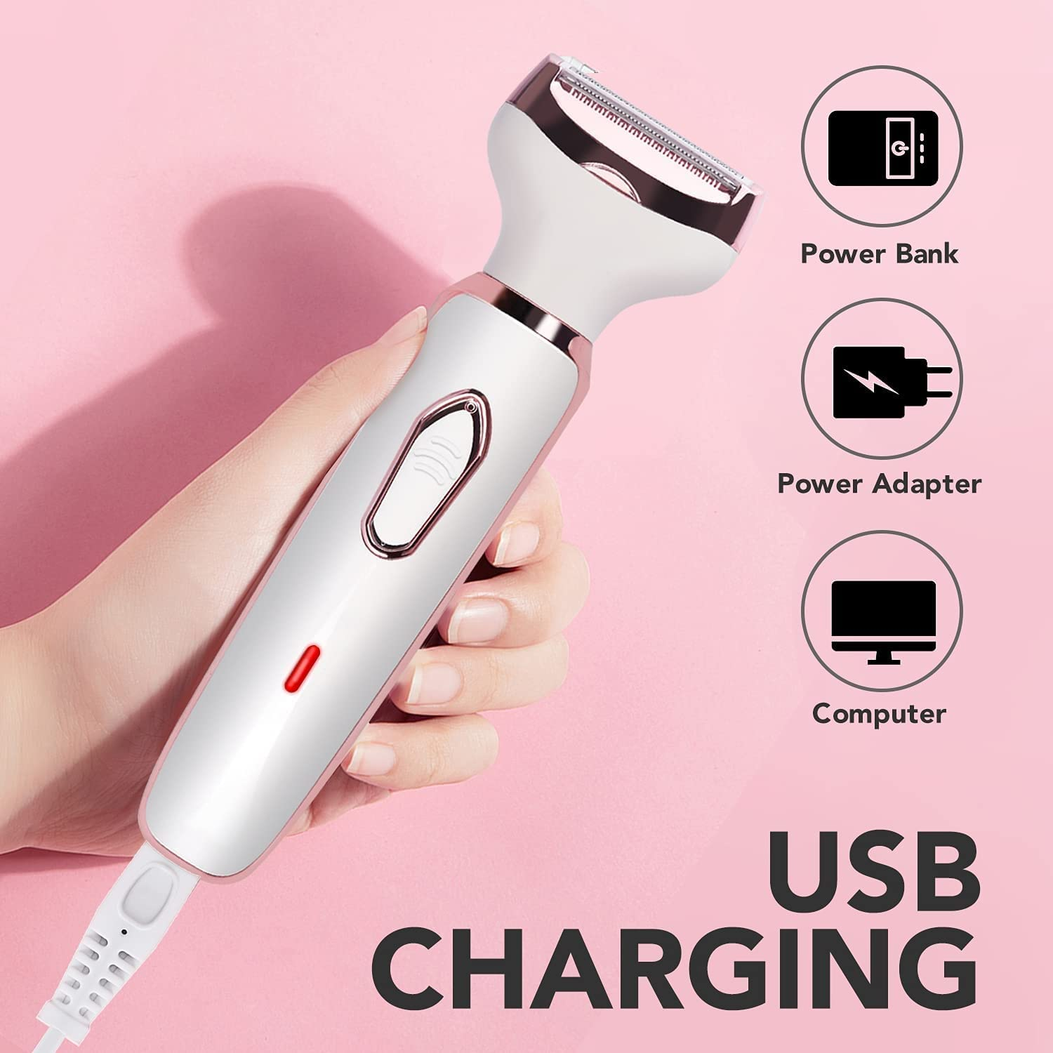 YOXUE Electric Razor for Women, 4 in 1 Womens Shaver for Pubic Hair Wet & Dry Cordless Hair Remover for Eyebrow, Nose, Face, Legs, Underarms Portable Bikini Trimmer Rechargeable for Lady Hair Shaving. image number 2