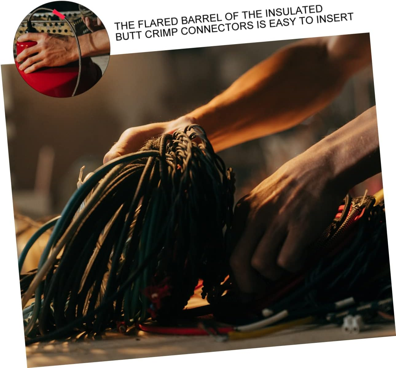 KICHOUSE 100Pcs Heat Shrinkable Wire Terminals Cable Gland Electrical Connectors Splice Crimp Connectors Wire Splice Automotive Wire Connectors Butt Terminal Welding Wire Copper Stitching image number 6