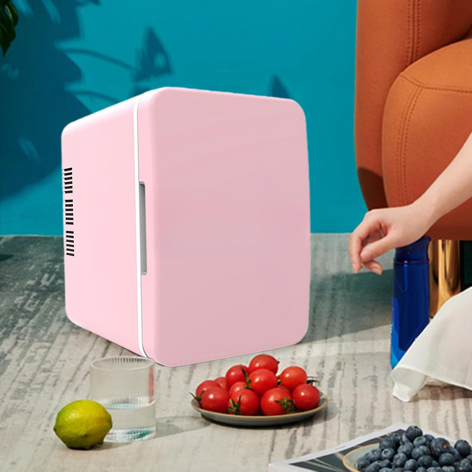 JISADER 4L Mini Fridge Beauty Tool Fridge Compact Refrigerator Portable Drinks Fridge for Bar, Pink image number 4