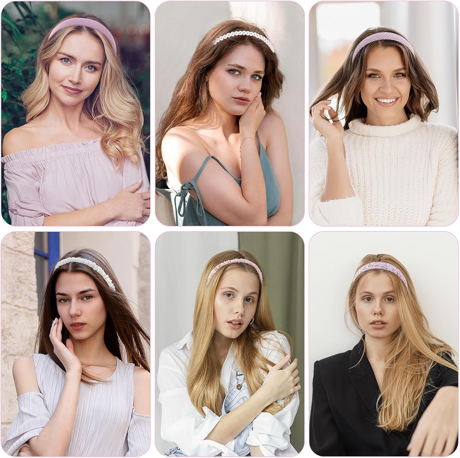 COMNICO Fashion Headbands for Women, 7 Pieces Non Slip Girls Headbands Set Cute Fabric Sparkly Multiple Color Hair Bands Hair Accessories for Women Girls Kids image number 1