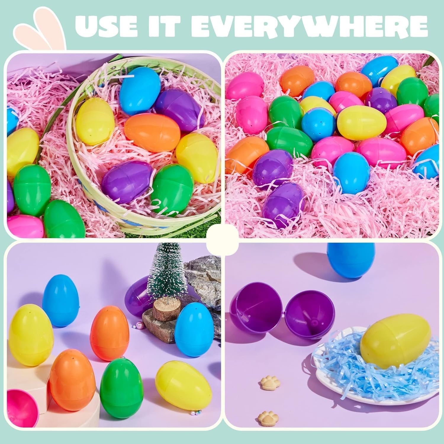 Fillable Easter Eggs, Fyvadio Plastic Bright Easter Egg Assortment 24 Pcs Perfect for Easter Egg Hunt/Surprise Egg/Easter Hunt image number 2