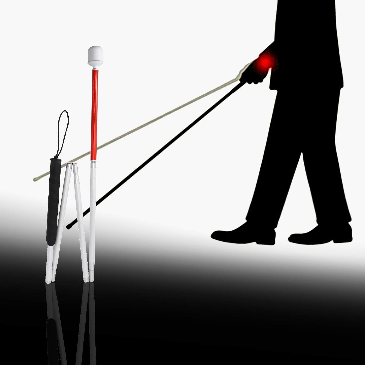 Aluminum Folding Cane 4-Sec Folding Cane with Rolling Tip for Blind Walking Stick image number 6