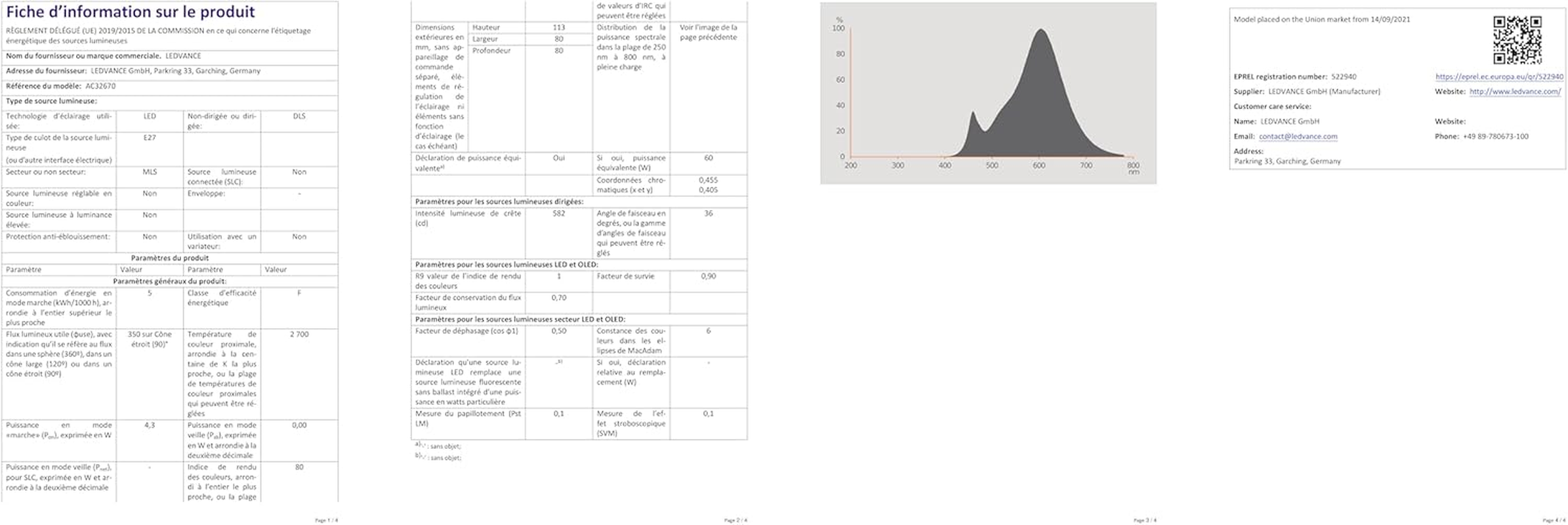 OSRAM LED Reflector | Base: E27 | Warm White | 2700 K | 4.8 W | Equivalent to 60 W | Star R80 [Energy Class F] image number 2