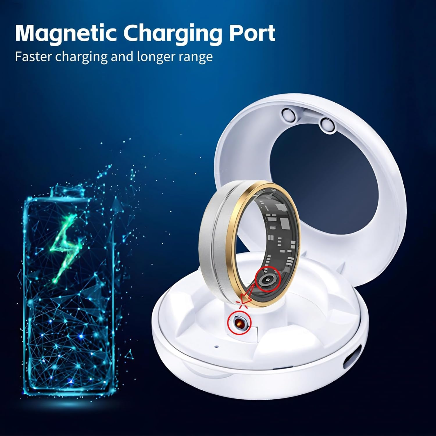 Smart Ring Charging Case, Magnetic Charging Compartment, Compact Box, Portable Charger for Colmi R02 R06 R11M R8 Fitness Ring with Magnetic Charging Port image number 2