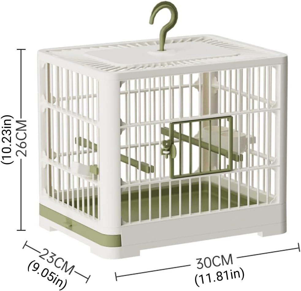 AIMALL Portable Bird Cage 11.81"X9.05"X10.23" ABS Parrot Carrier Cage with Feeder Perch Tray Lockable Door for Small Birds Parakeets Cockatiels Pigeons Travel Use image number 4
