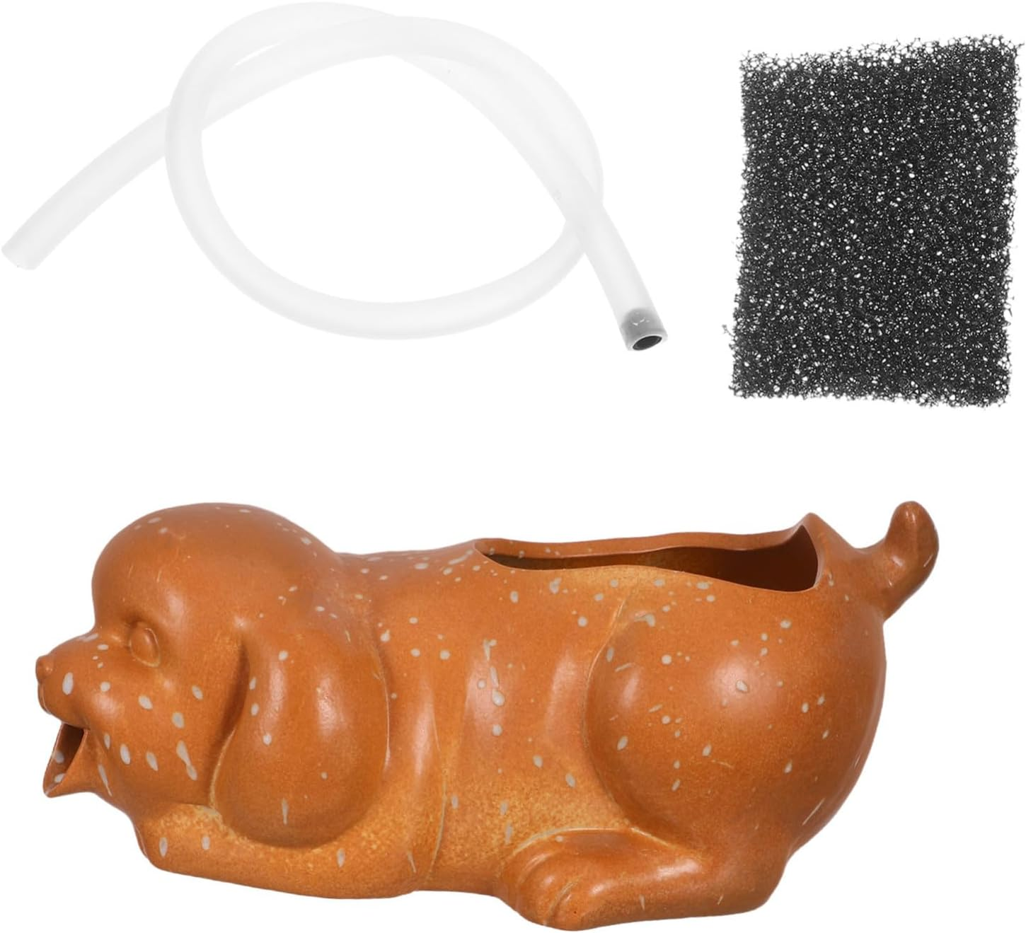 Toddmomy Ceramic Dog Waterfall Jar Fountain for Fish Tank and Garden Circulating Water Feature with Plant-Friendly Design Ceramic Puppy Statue for Indoor Outdoor Decor