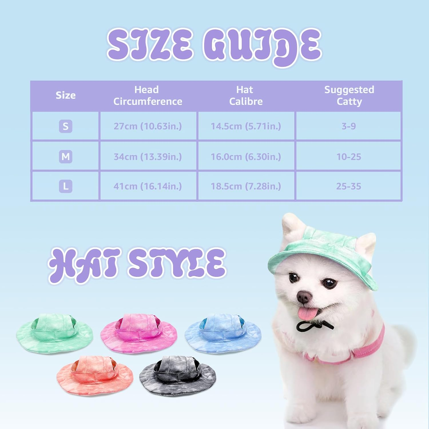 Pet Hat with Ear Holes Sunscreen Cat/Dog Hats Adjustable String Pet Hats Sun Hat Bucket Hat Outdoor Sun Protection Pet Caps for Small Medium Cats Dogs (Light Green, Medium) image number 2