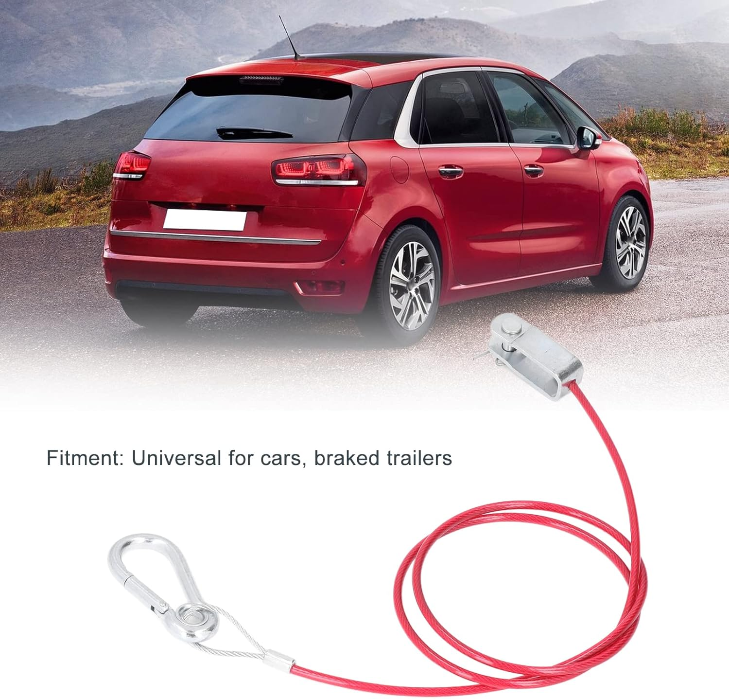 3.3Ft Safety Breakaway Cable anti Drop Stainless Steel Trailer Breakaway Rope with Carabiner and Ring Universal ABS/PVC Coated Emergency Brake Cable for Cars & Trailers (Red, 1M/3.3Ft) image number 6