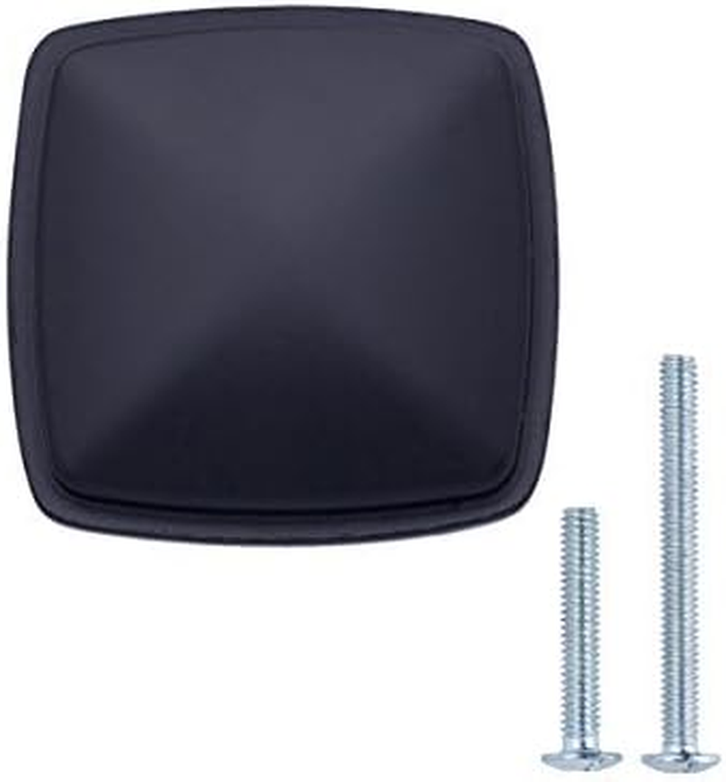 Amazon Basics Traditional Square Cabinet Knob, 3.2Cm Diameter, Flat Black, 10-Pack