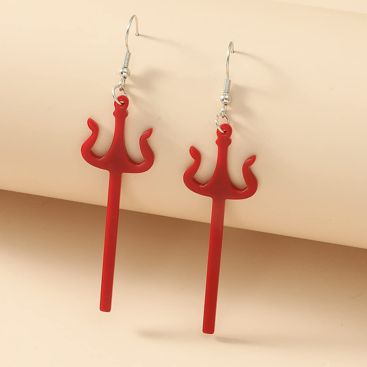 Devil Cosplay Costume Accessories - Red Devil Pitchfork Earrings for Women & Girls - Halloween Party Decorations image number 4
