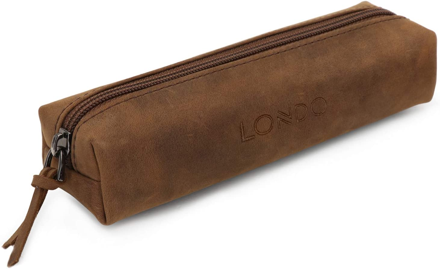 Otto Angelino Genuine Leather Zipper Pen, Pencil & Cosmetic Case image number 5