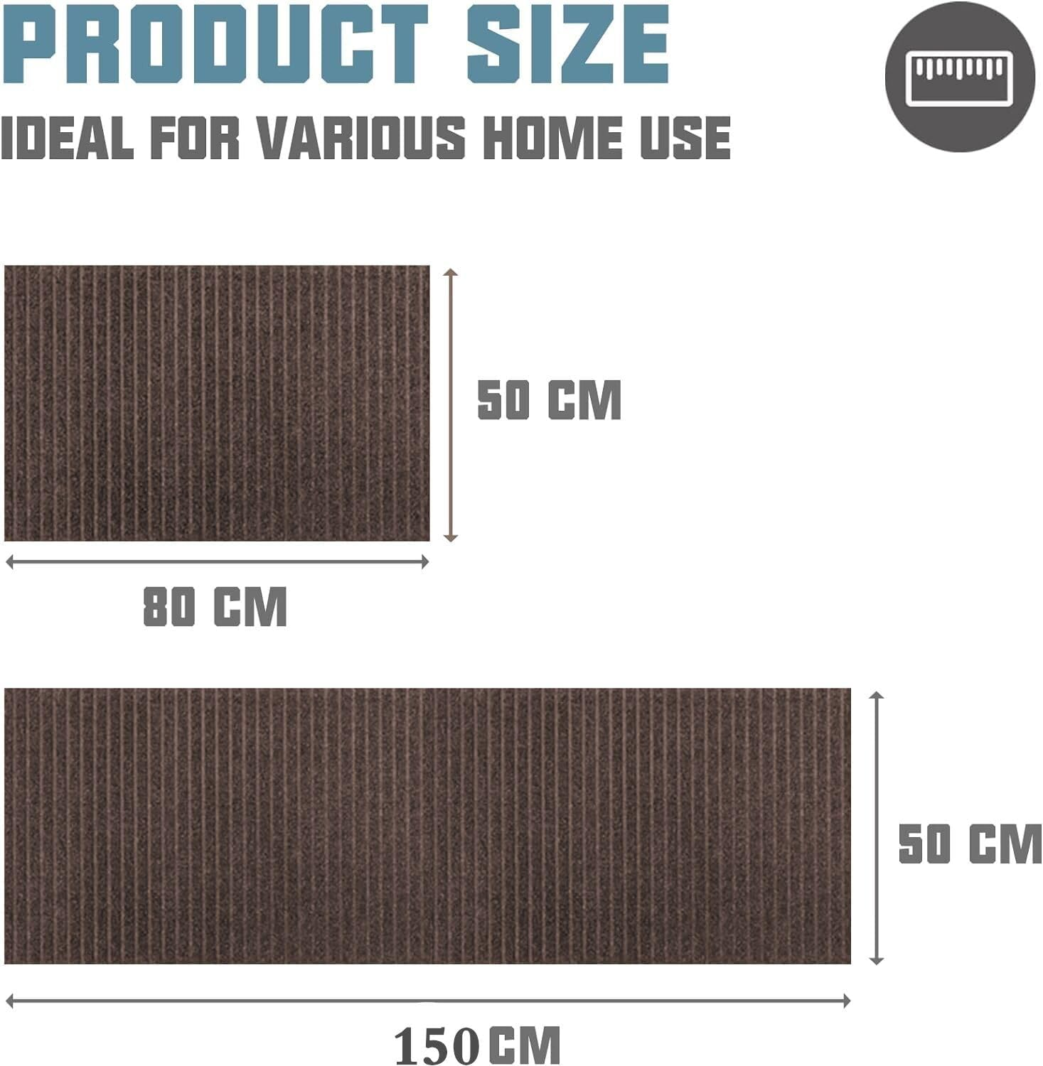 Kitchen Mat for Floor, Anti-Slip Kitchen Rug, Washable Kitchen Floor Mat Runner Carpets (BR) - Black image number 4