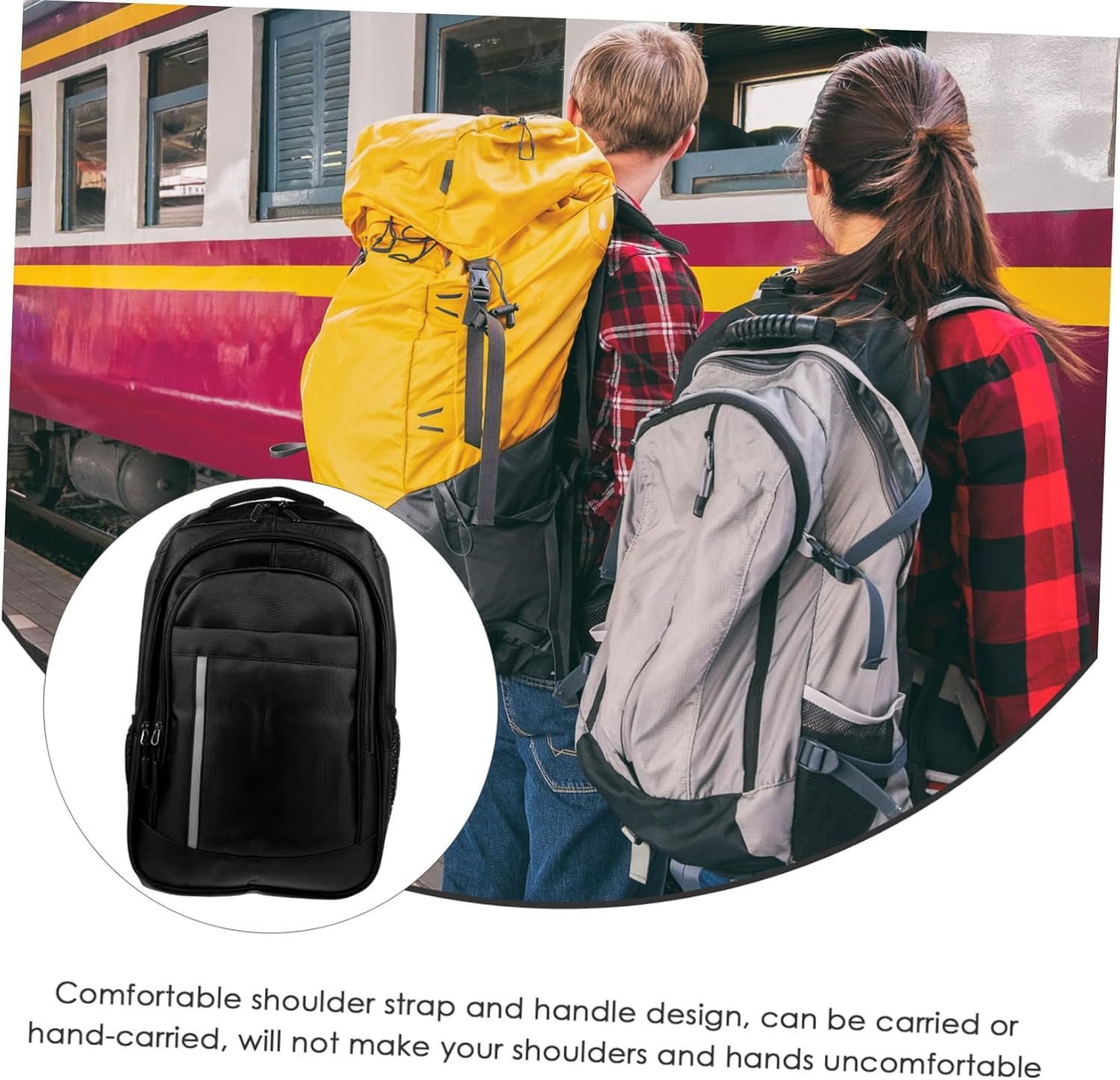 OSOLADY Oxford Cloth Black Backpack for Men, Business Laptop Travel Backpack with Large Capacity, Outdoor Shoulder Bag for Leisure, School and Work Random Style image number 5