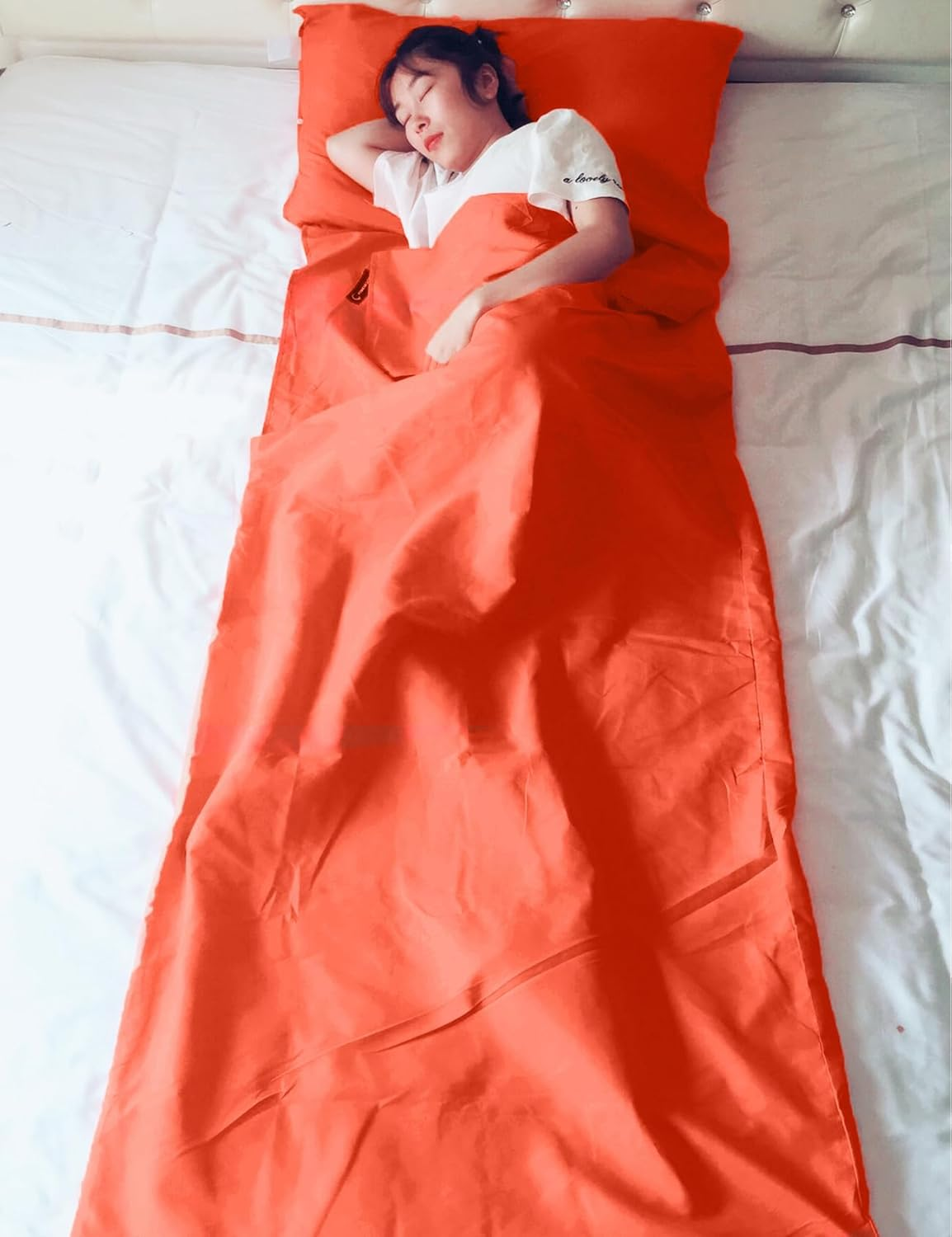 Sleeping Bag Liner, Lightweight Adults Camping Prevent Dirty Sleep Bag Liner, Smooth Single Sleeping Bag Liner, Sleeping Prevent Dirty Sack for Camping Hiking Hostel Travel, 75X210Cm