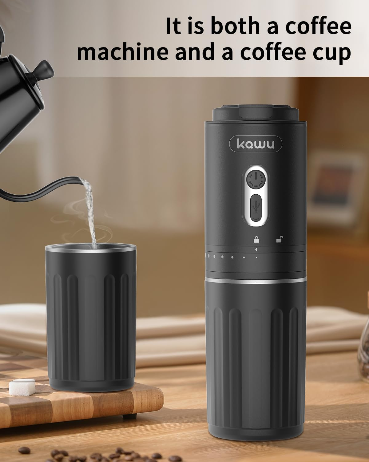 KAWU Portable Electric Coffee Grinder, USB Rechargeable, Conical Burr, Battery Powered, SOE Coffee Bean Coffee Maker, Small Cordless Compact for Travel, Camping, Car image number 6