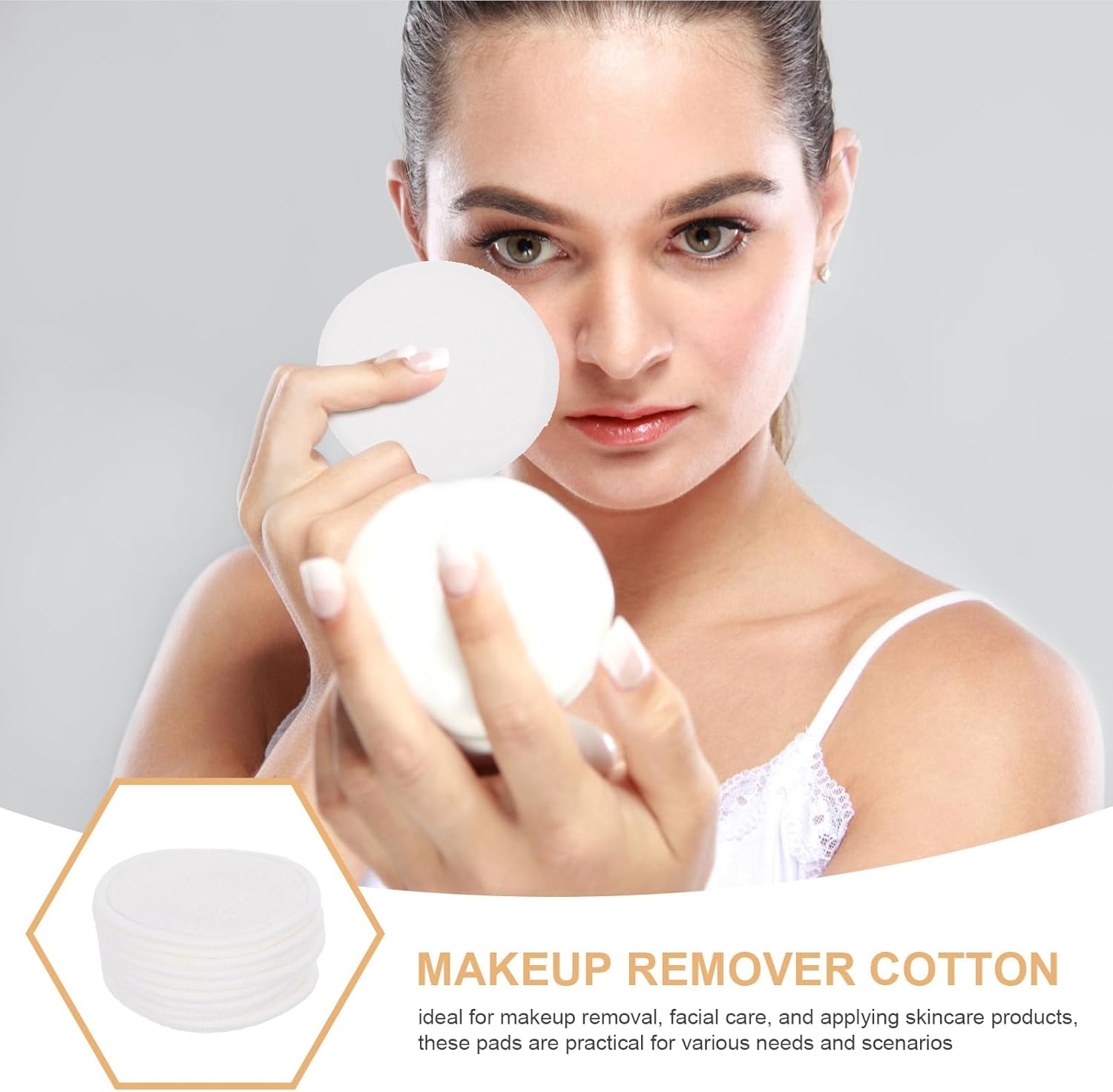 10Pcs Reusable Makeup Remover Pads 8Cm round Facial Cotton Pads Soft Washable for Gentle Skin Cleansing and Travel Face Care image number 4