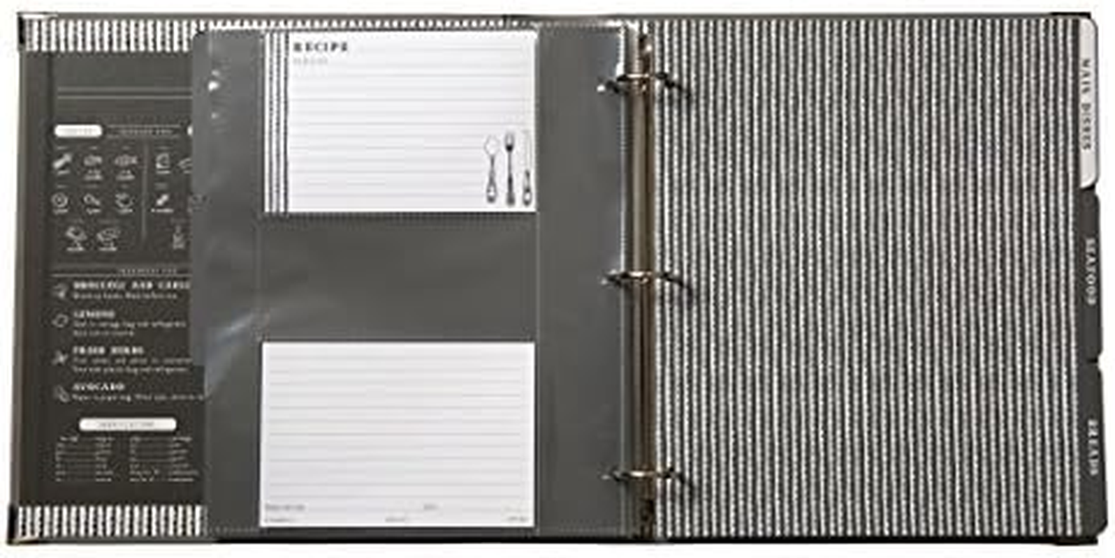 C.R. Gibson Leatherette Recipe Binder, Gray/Multicolor image number 5