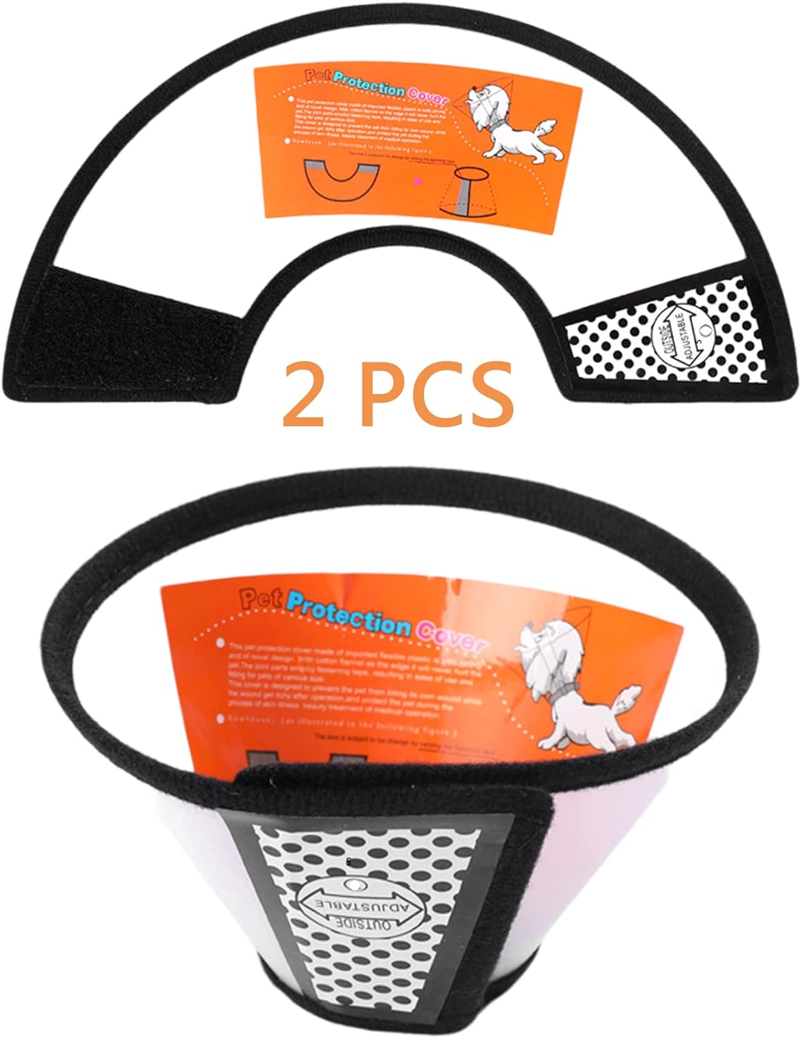 2PCS Dog Conical Collar Soft, Cat Cone Collar for Anti-Bite Anti-Licking Wound Healing after Surgery, Reusable Dog Recovery Collar, Adjustable Cone Collar for Large Medium Small Sized Dogs (23-27Cm) image number 3