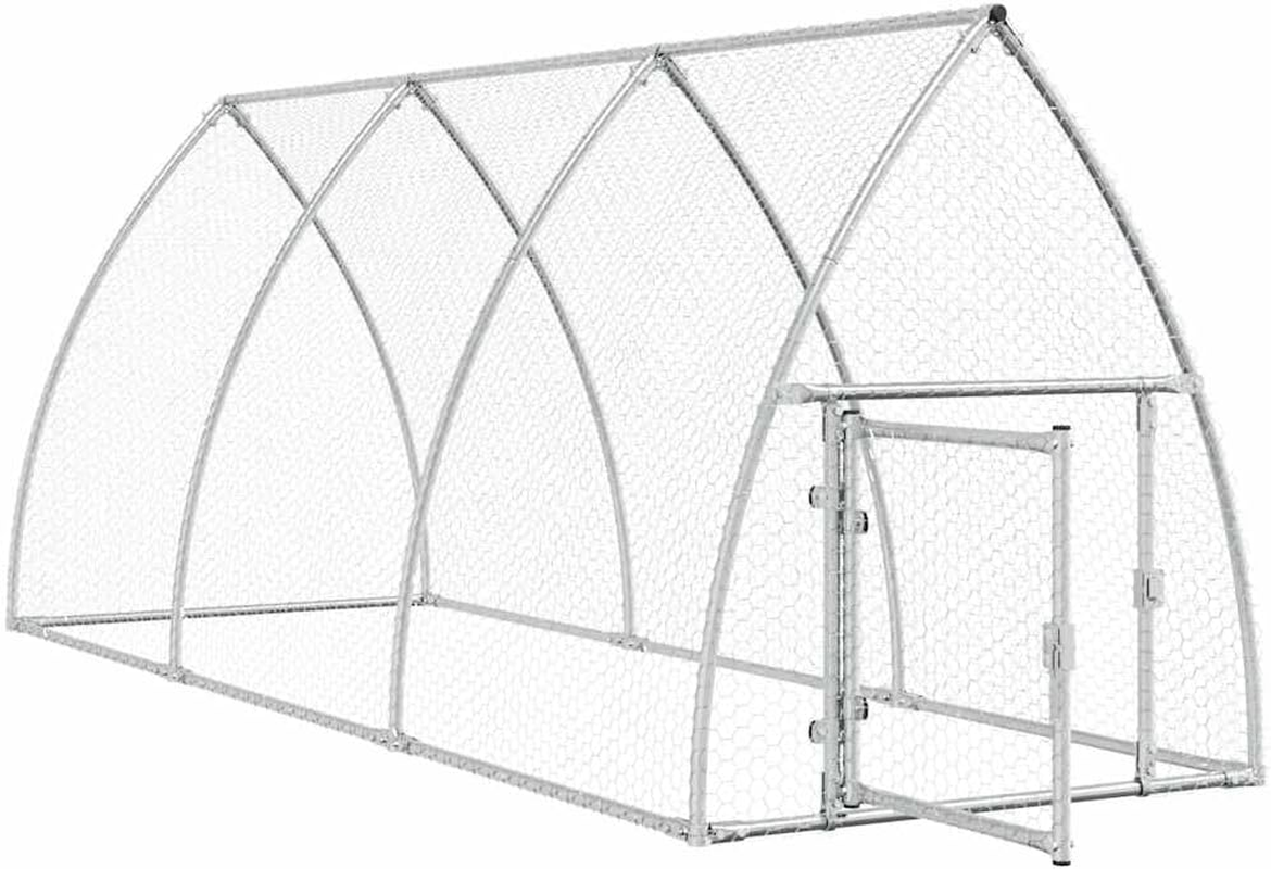 Vidavxl Chicken Cage Hen House - Galvanized Steel Poultry Coop for Chickens, Ducks, Rabbits - Outdoor Enclosure with Secure Lockable Door - Silver - 300X105X120 Cm image number 1