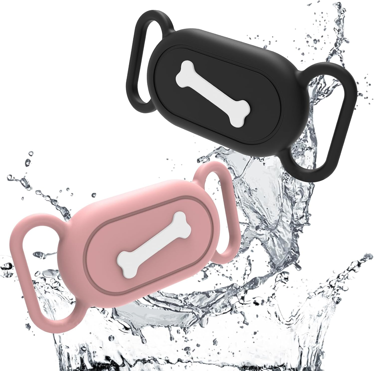 2 X Cat GPS Tracker Collar Compatible with Samsung Galaxy Smarttag 2, GPS Cat Collar Smart Tag 2 Case, Dog Tag Silicone Smart Tag 2 Case, Waterproof, for Children, Dogs, Cats (Bone Style)