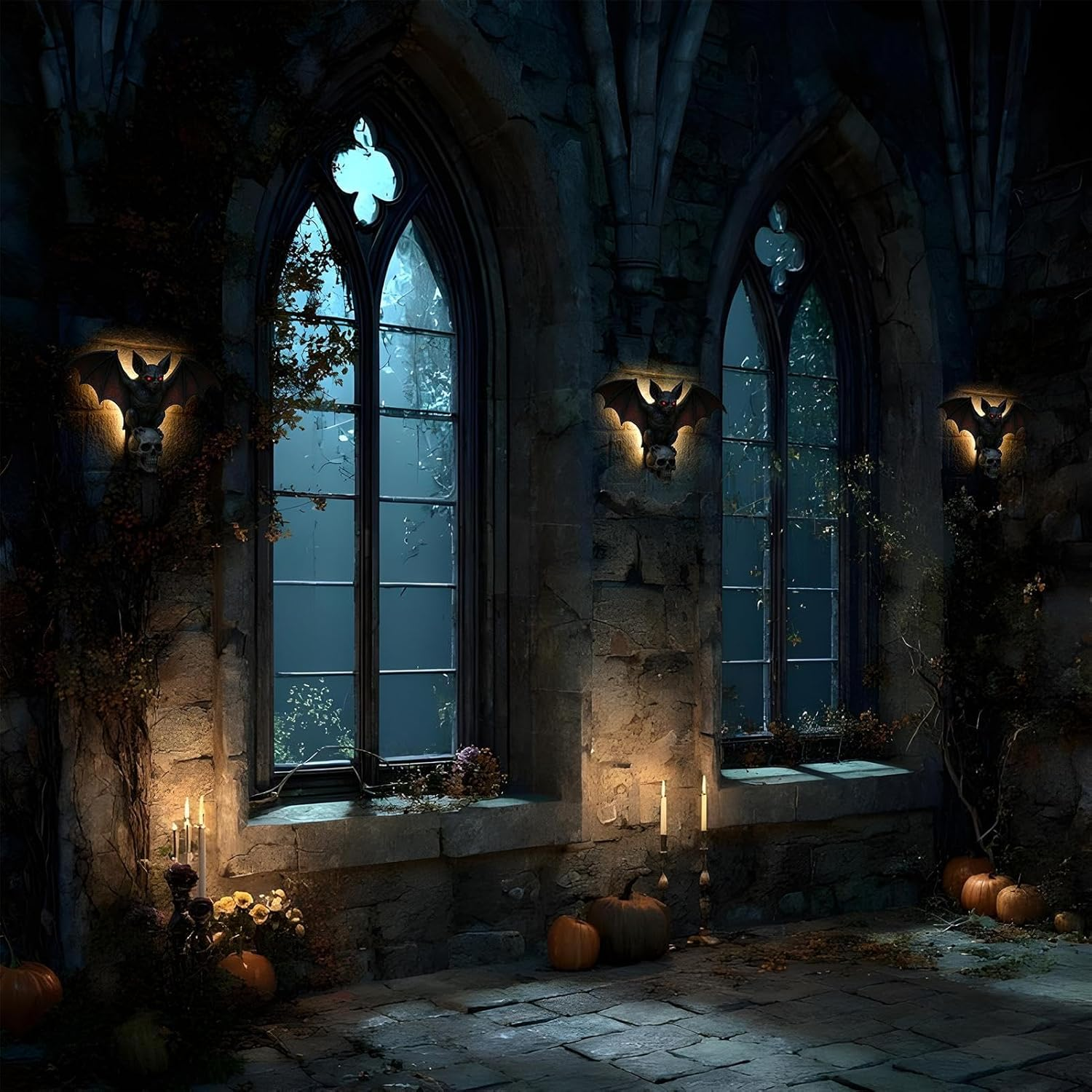 Zunetsutock Sinister Halloween Lighting - Scary Skeleton Head Bat Night Atmosphere Wall Lamp for Room Games Bedroom Bar Living Room Party Home Atmosphere Horror image number 4