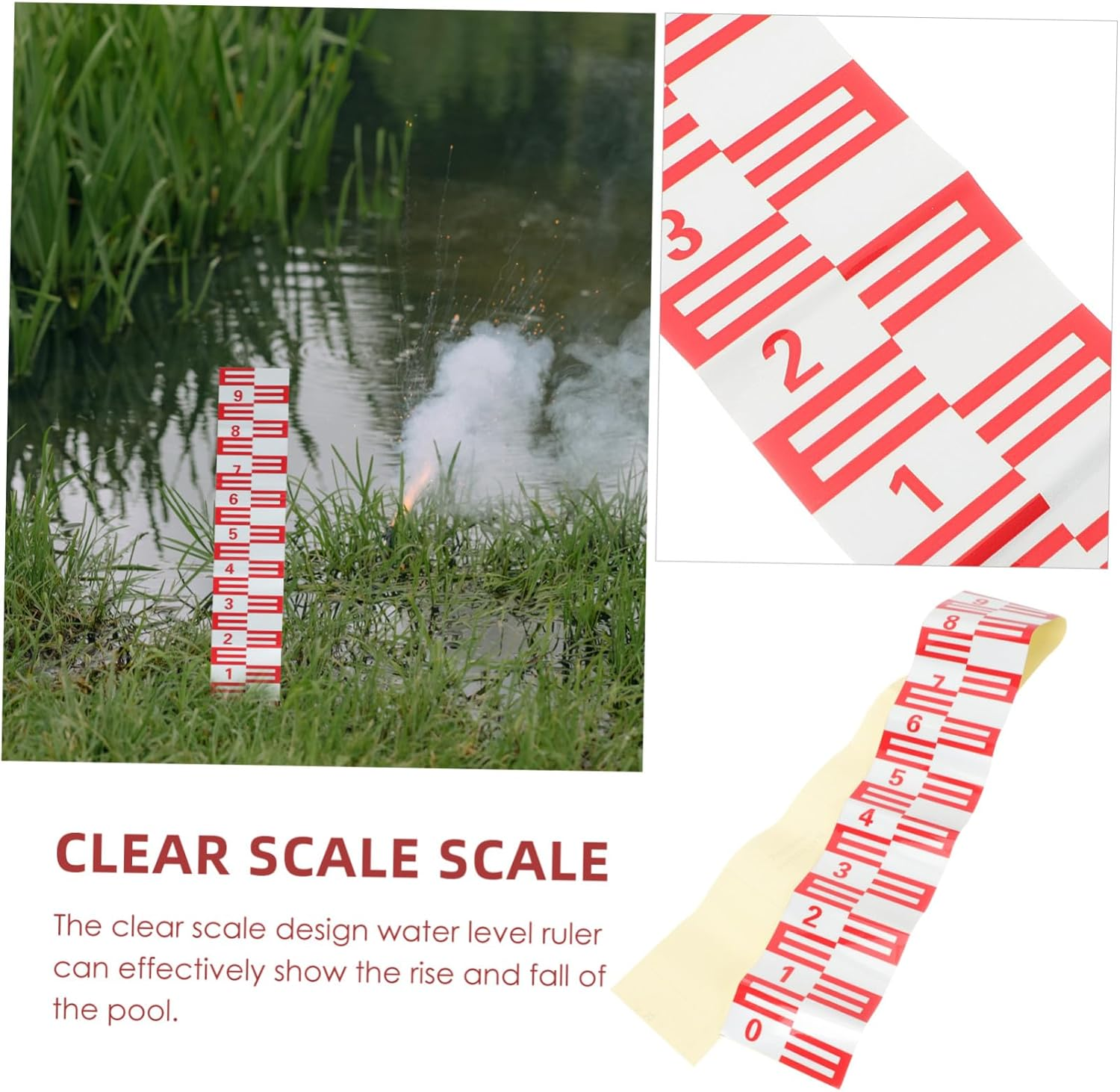 POPETPOP Reflective Self-Adhesive Pool Water Level Gauge Corrosion-Resistant Ruler with Clear Scale for Accurate Measuring and Easy Installation image number 1