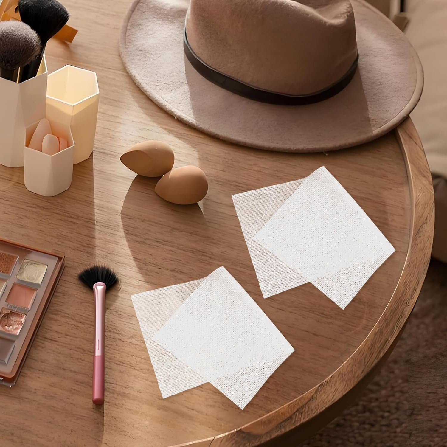 GAROZATION 500Pcs Stretchable Cosmetic Cotton Pads for Face and Eye Makeup Removal &ndash; Breathable Water-Spun Nonwoven Fabric &ndash; Dual-Use Dry and Wet Facial Cleaning Pads for Professional Beauty image number 4