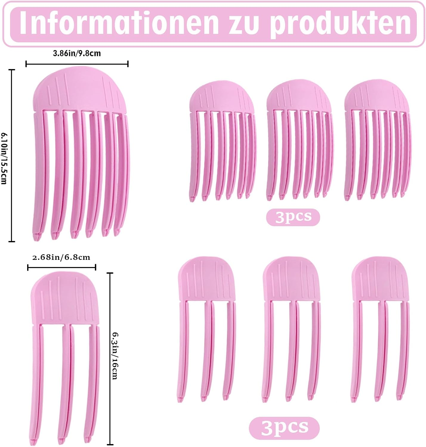 Ceeyoll Fluffy Hair Clip, Hair Clip, Root Lifting Clip, Fluffy Hairline Clip, Suitable for Hairstyles That Require a Fluffy Fringe and a High Crown (Pink, Pack of 4) image number 3