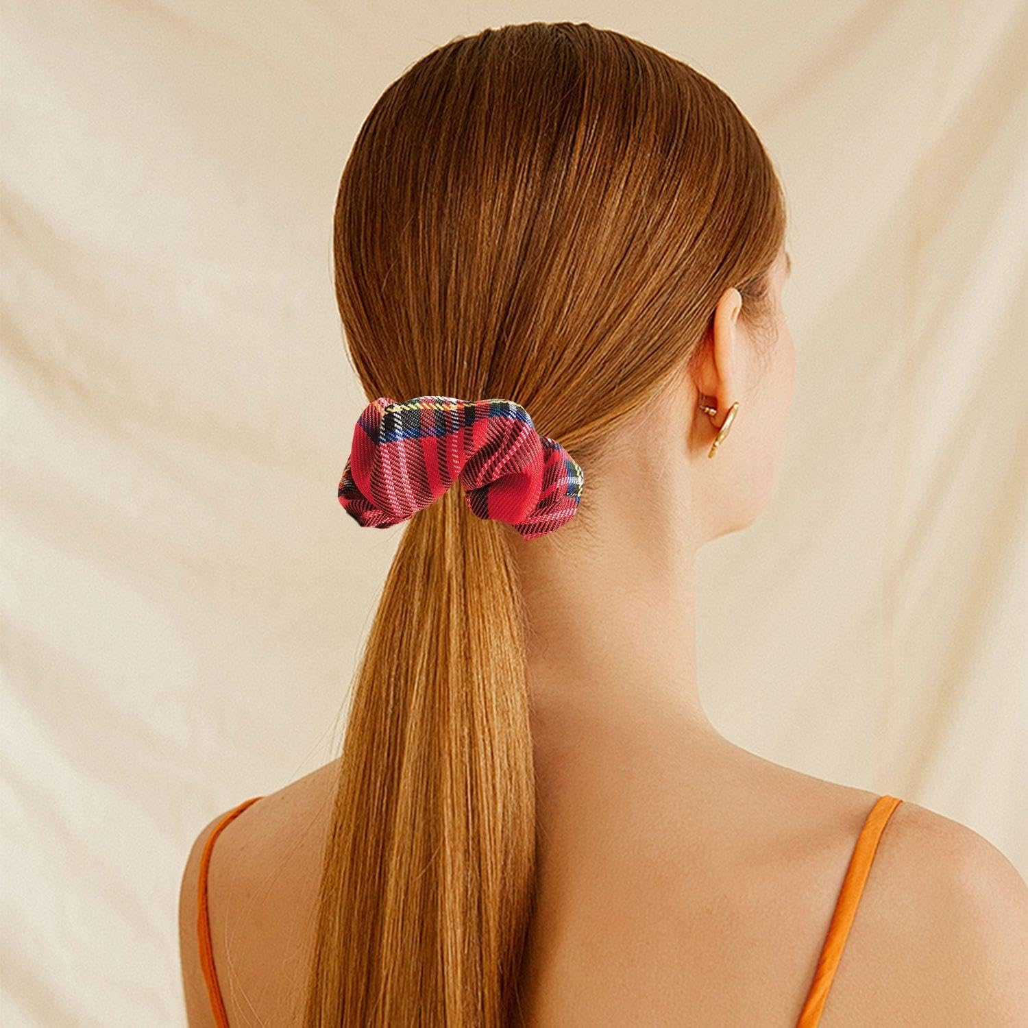 Set of 4 Opponent Hair Rings, Retro Hair Rings, Simple Hair Rings, Hairstyle Accessories, Fabric Hair Rings, Elastic Hair Rings image number 3