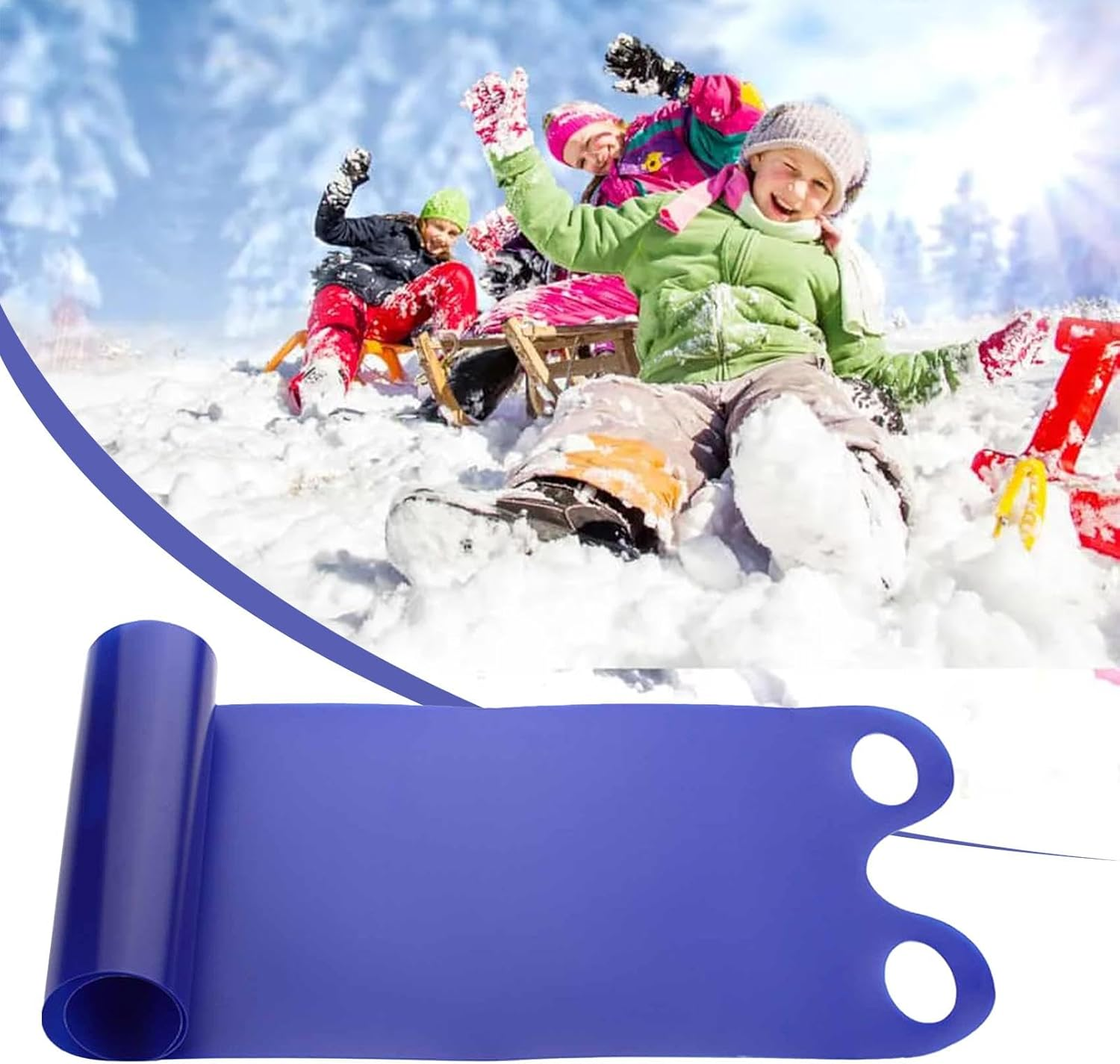 Sand Sled - Roll-Up Snow Sled Flying Carpet,Outdoor Snow Slider Mat with Handles, Snowboard Sled for Snow Grass and Sand Boarding image number 2