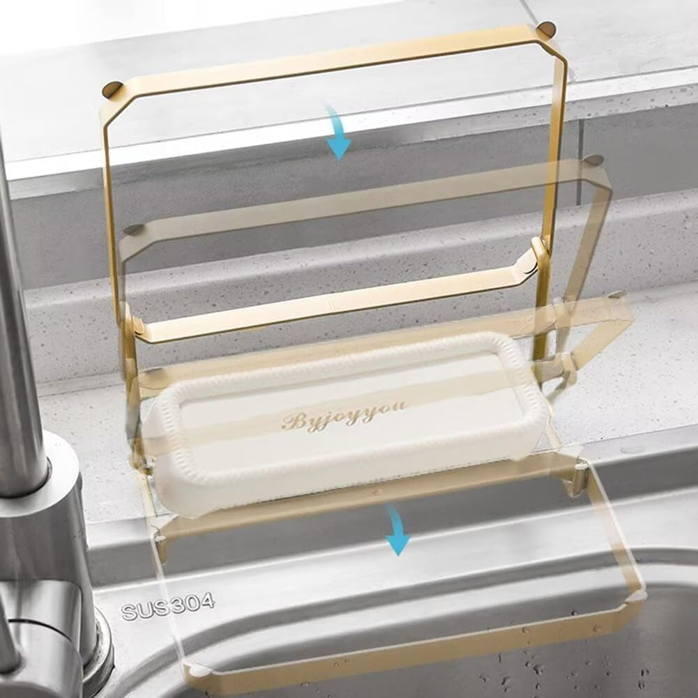 SENIURIS Sink Drain Rack with Strainer, Foldable Food Catcher for Kitchen, Corner Basket Garbage Disposal Strainer Side, with 100Pcs Disposable Mesh Bags.