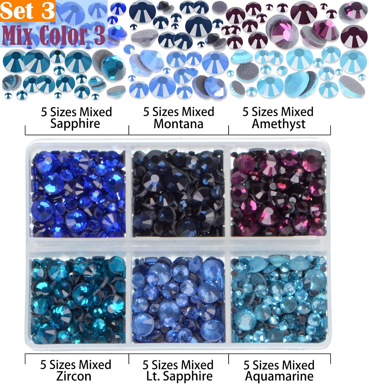 Lpbeads 10000Pcs Hotfix Rhinestones Flatback Glass Crystal 24 Mixed Color Rhinestone with Tweezers and Picking Pen for Crafts Clothes Nail Art - 4 Colors And 5 Sizes Each Color 1 image number 5