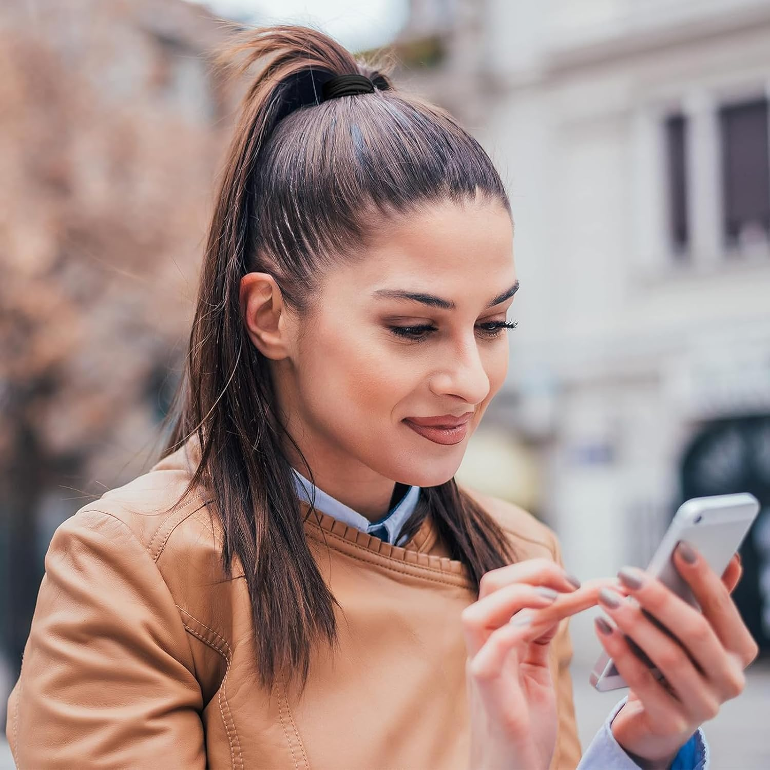 Pack of 25 Large Cotton Hair Bobbles Wide Elastic Hair Bands without Metal Non-Slip Seamless Ponytail Bands for Thick, Curly and Heavy Hair (Black) image number 5